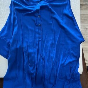 Royal Blue Relaxed Sailor Collar Short Sleeve Blouse